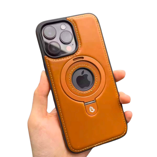 Carcasa Ecocuero Con Anillo De Soporte Magnético iPhone 16